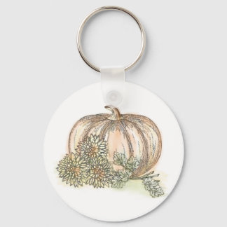 Pumpkins and Mums Fall floral Keychain