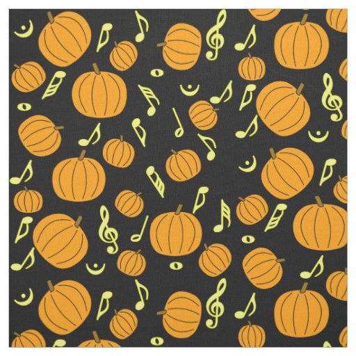 Pumpkins and Music Notes Fabric