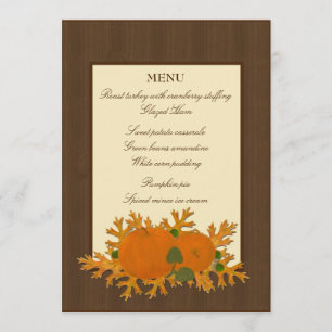 Pumpkins and Oak Leaves Thanksgiving Menu