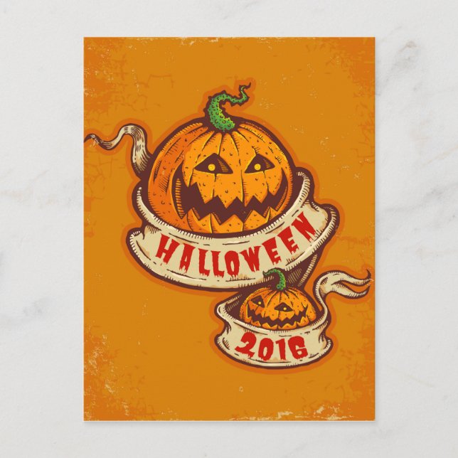 Pumpkins and old ribbon for Halloween Postcard (Front)