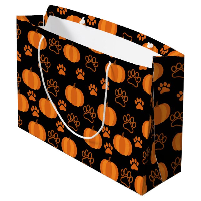 Pumpkins and Paws Halloween Large Gift Bag (Back Angled)
