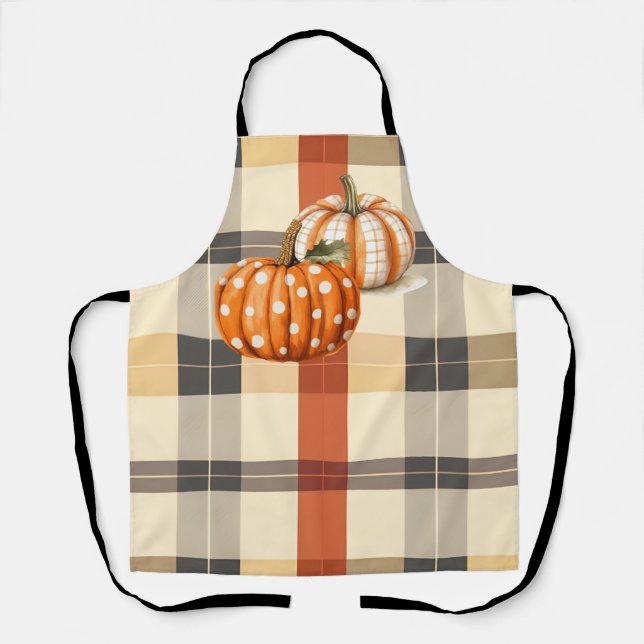 Pumpkins and Plaid Fall Apron (Front)