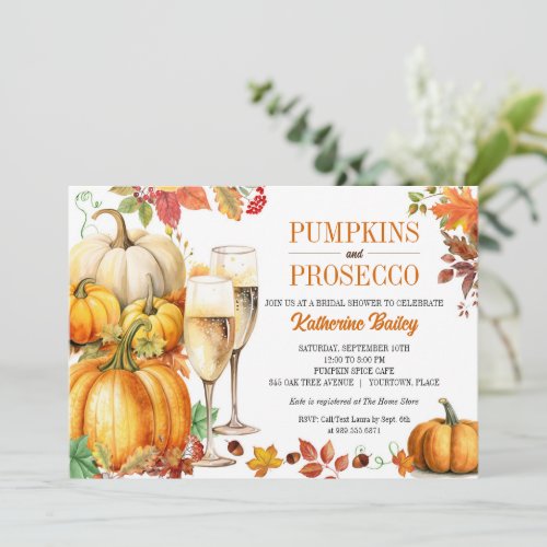 Pumpkins and Prosecco Bridal Wedding Shower Invitation