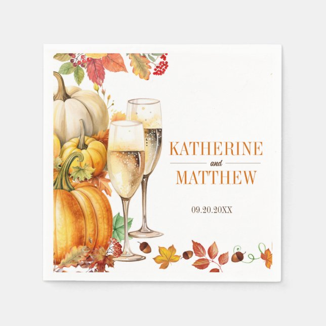 Pumpkins and Prosecco Bridal Wedding Shower Napkins (Front)