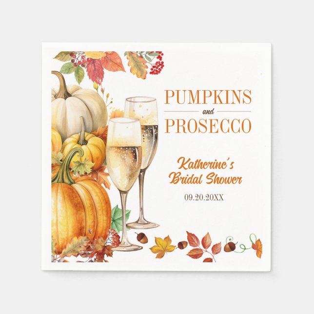 Pumpkins and Prosecco Bridal Wedding Shower Napkins (Front)