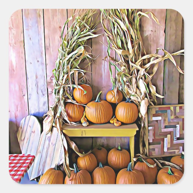 Pumpkins and  Quilt Halloween Stickers (Front)