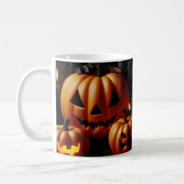 Pumpkins and skeleton coffee mug (Left)