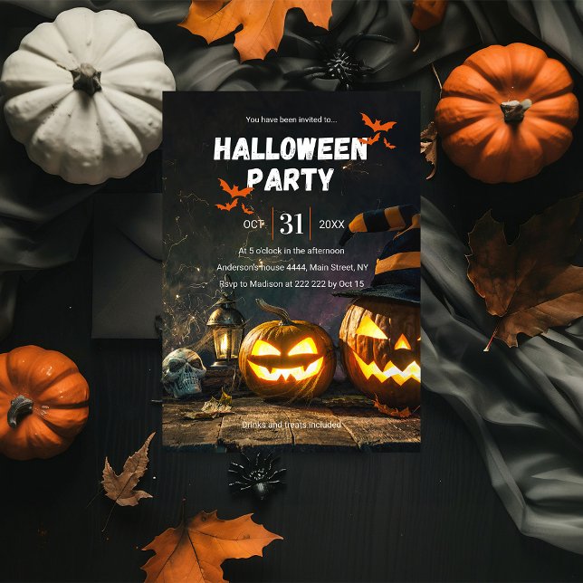 Pumpkins And Skull Halloween Invitation (Creator Uploaded)