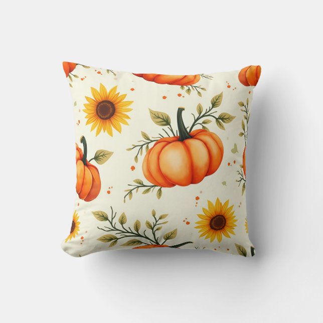 Pumpkins and Sunflowers, Author Natasha Us   Throw Pillow (Front)