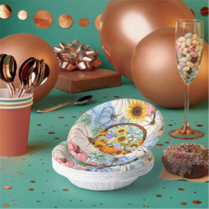 Pumpkins and Sunflowers For Fall Paper Bowls