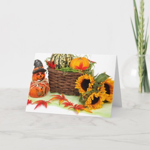 Pumpkins and Sunflowers Holiday Card