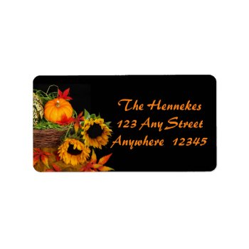 Pumpkins And Sunflowers Label by efhenneke at Zazzle