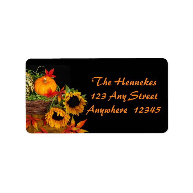 Pumpkins and Sunflowers Label (Front)