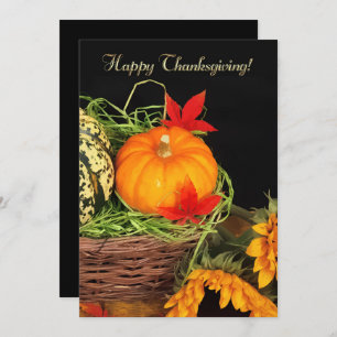 Pumpkins and Sunflowers Thanksgiving Dinner Invitation