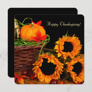 Pumpkins and Sunflowers Thanksgiving Dinner Invitation