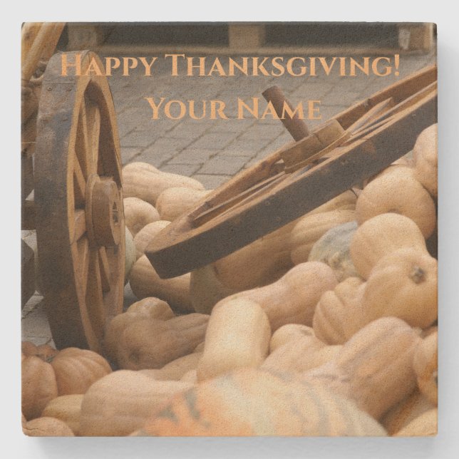 Pumpkins and Wheel Stone Coaster (Front)