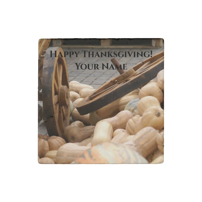 Pumpkins and Wheel Stone Magnet (Front)