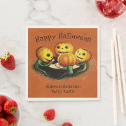 Pumpkins at Cards Custom Halloween Party Napkins