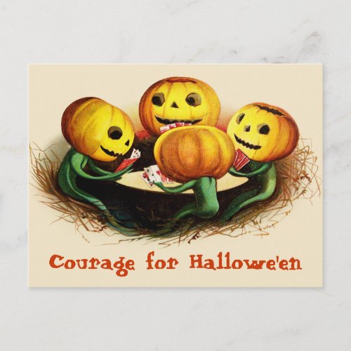 Pumpkins at Cards Vintage Halloween Postcard
