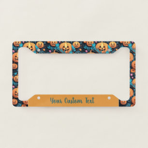 Pumpkins Autumn Fall Halloween Pattern Personalize License Plate Frame