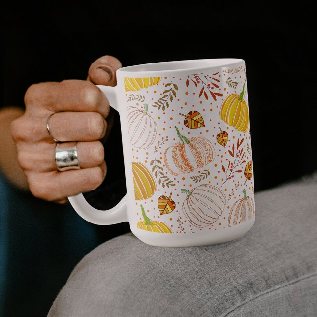 Pumpkins Autumn Fall Harvest Pattern Coffee Mug (Creator Uploaded)