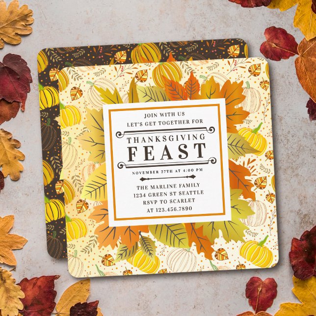 Pumpkins Autumn Fall Harvest Pattern Invitation (Creator Uploaded)