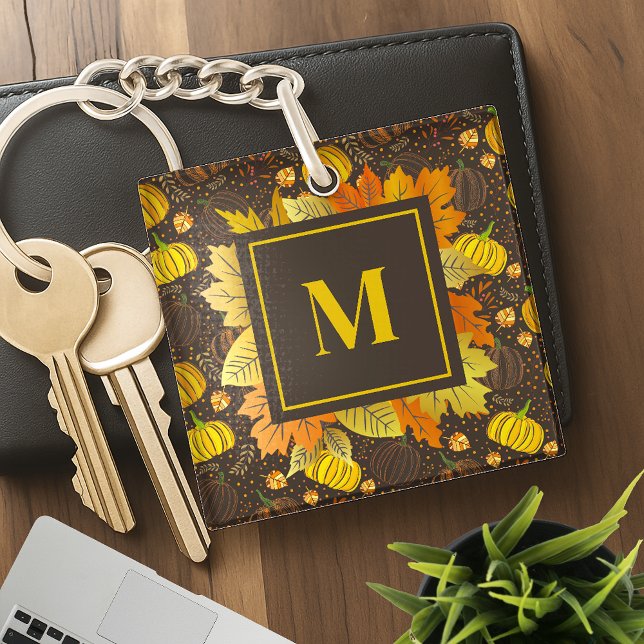 Pumpkins Autumn Fall Harvest Pattern Keychain (Creator Uploaded)
