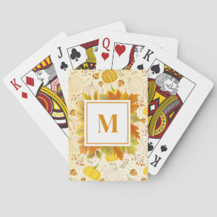 Pumpkins Autumn Fall Harvest Pattern Poker Cards