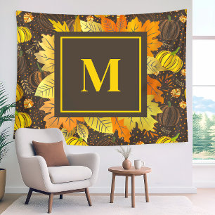 Pumpkins Autumn Fall Harvest Pattern Tapestry