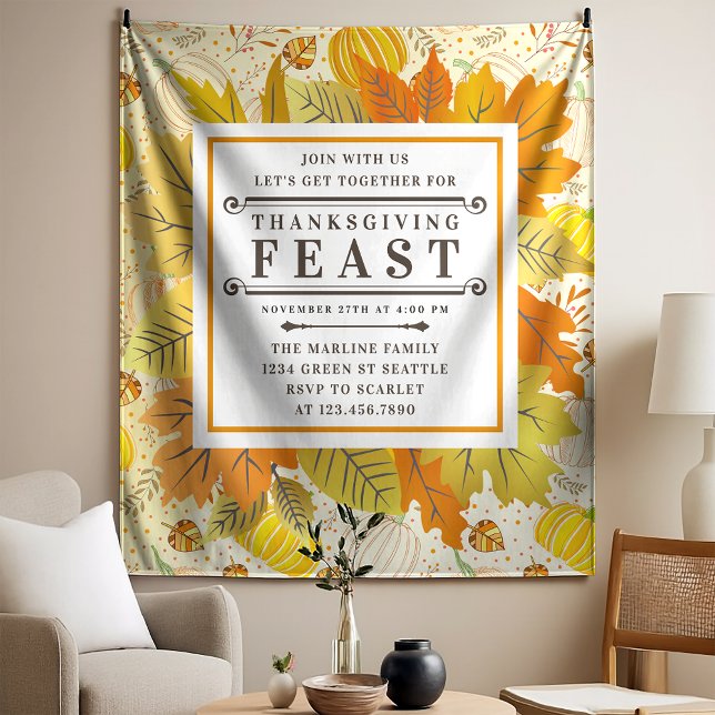 Pumpkins Autumn Fall Harvest Pattern Tapestry (Creator Uploaded)