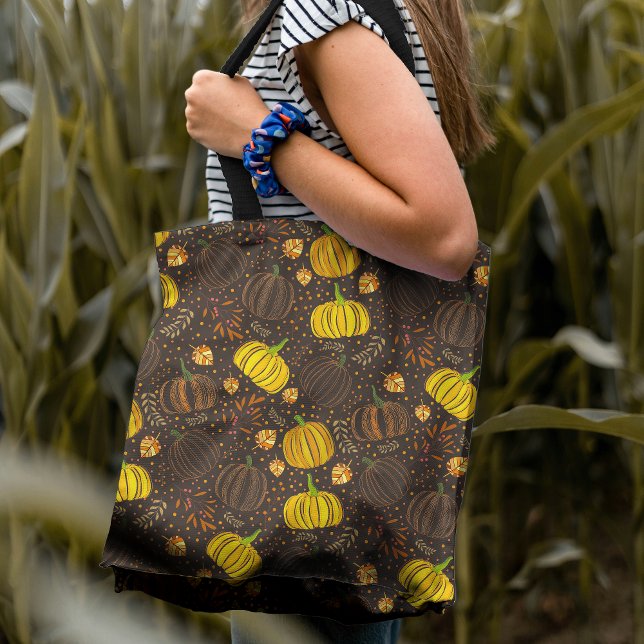 Pumpkins Autumn Fall Harvest Pattern Tote Bag (Creator Uploaded)