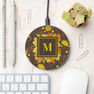 Pumpkins Autumn Fall Harvest Pattern Wireless Charger