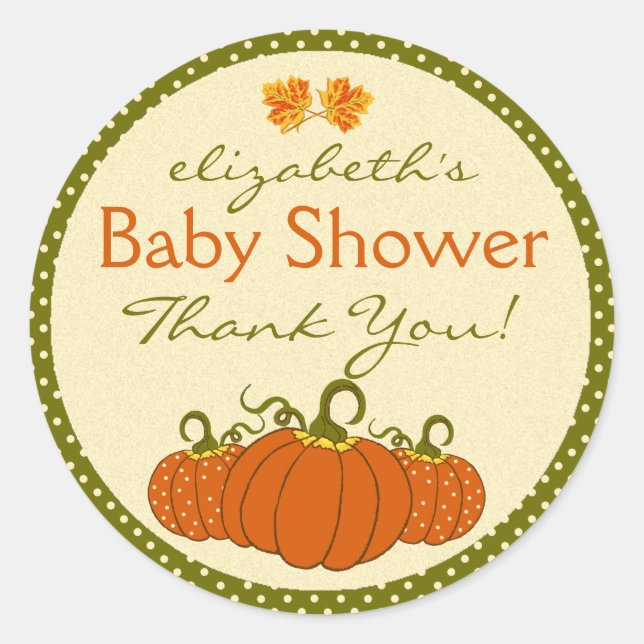 Pumpkins Autumn Guest Favor Thank You Classic Round Sticker (Front)