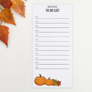 Pumpkins & Autumn Leaves & Custom Text To Do List Magnetic Notepad