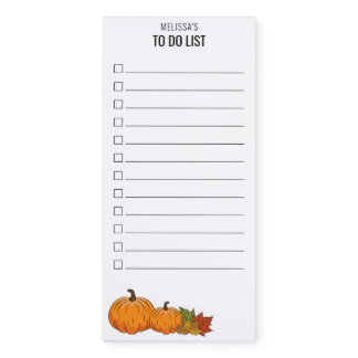 Pumpkins & Autumn Leaves & Custom Text To Do List Magnetic Notepad