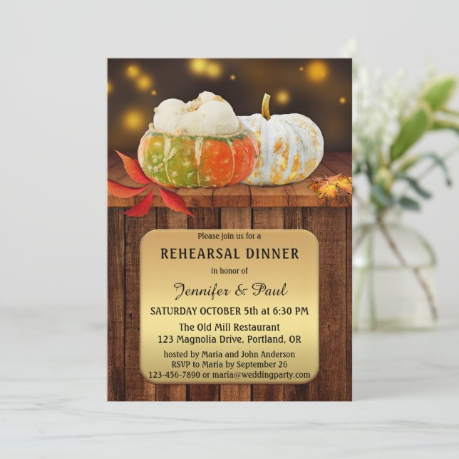Pumpkins Autumn Rehearsal Dinner Invitation (Standing Front)