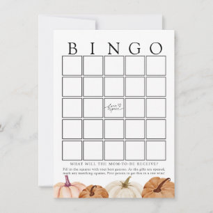 Pumpkins Baby Shower Bingo Game Card
