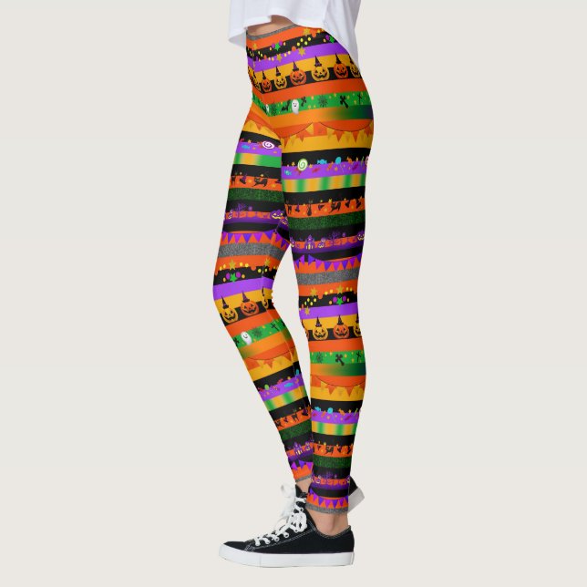Pumpkins, Bats and Halloween Party  Leggings (Left)