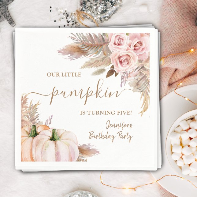 Pumpkins Birthday Girl Boho Fall  Napkins (Creator Uploaded)