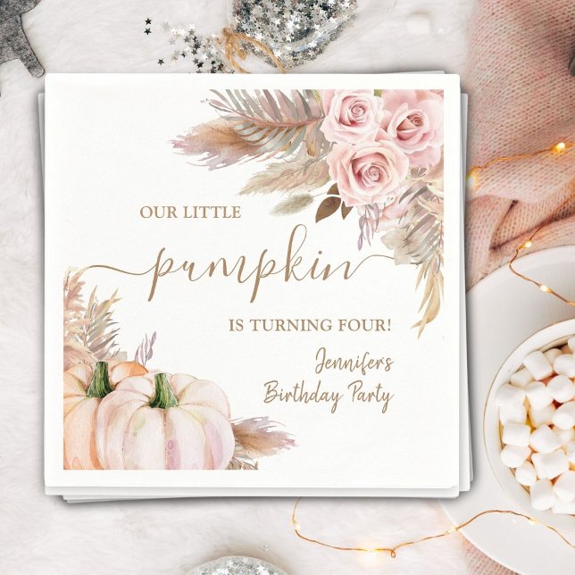 Pumpkins Birthday Girl Boho Fall  Napkins (Creator Uploaded)