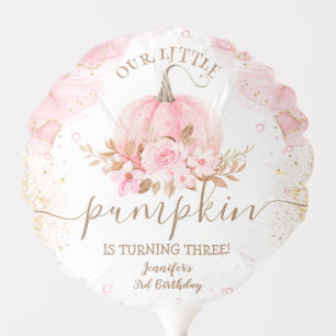 Pumpkins Birthday Girl Pink Floral Fall  Balloon
