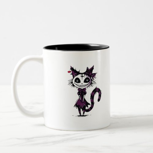 pumpkins_black_cat_illustration Two_Tone coffee mug