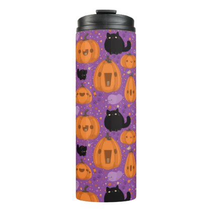 Pumpkins, Black Cats and Ghost Thermal Tumbler