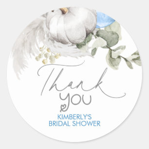 Pumpkins Blue Fall Baby Shower Thank You Classic Round Sticker