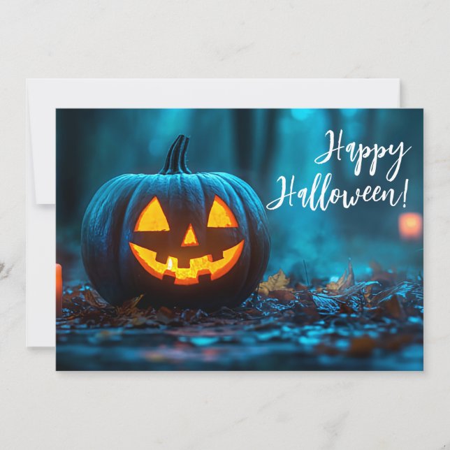 Pumpkins by Night Halloween Greeting Card (Front)