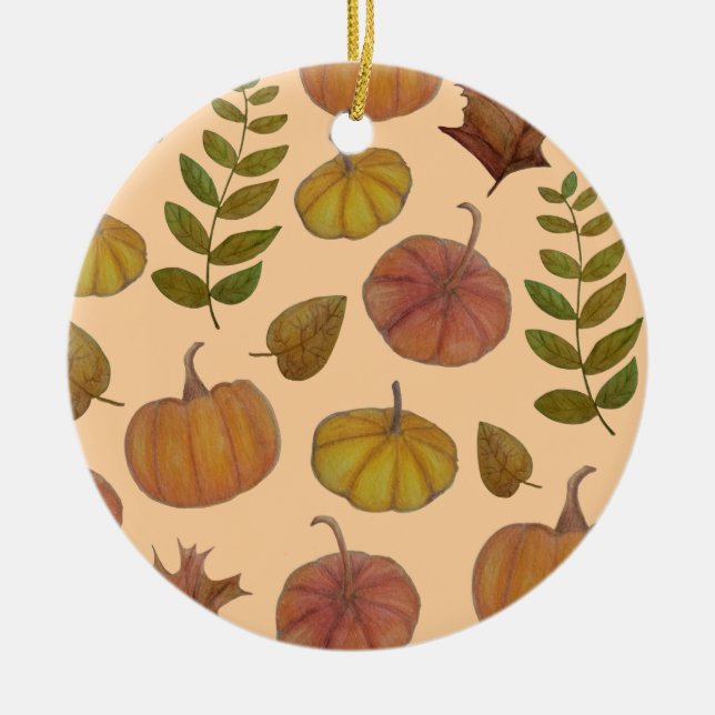 Pumpkins  ceramic ornament (Front)