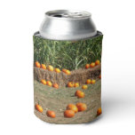 Pumpkins, Corn and Hay Autumn Harvest Photography Can Cooler