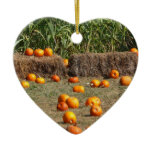 Pumpkins, Corn and Hay Autumn Harvest Photography Ceramic Ornament