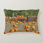Pumpkins, Corn and Hay Autumn Harvest Photography Decorative Pillow