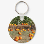 Pumpkins, Corn and Hay Autumn Harvest Photography Keychain